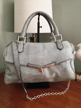 Botkier Valentina Satchel Green Shagreen Embossed Leather Crossbody Bag